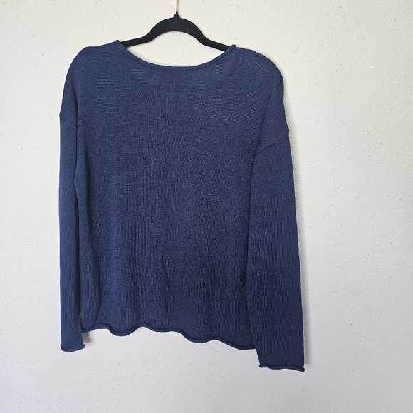 Marled Reunited L Sweater Slits Pullover Red USA‎ Embroidery Navy Blue - Picture 8 of 13